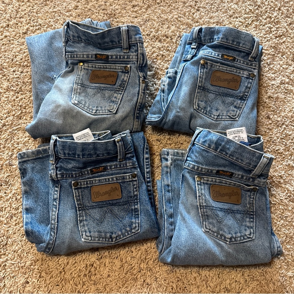 4 pairs Wrangler Kids Blue Jeans size 10/11